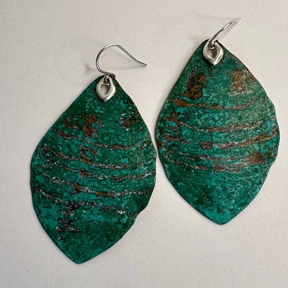 Silpada Emerald Pools Sterling Silver and Brass Drop Earrings - Picture 3 of 6